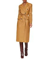 Avec Les Filles Women's Double-Breasted Belted Faux-Leather Coat