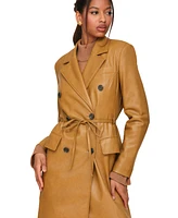 Avec Les Filles Women's Double-Breasted Belted Faux-Leather Coat