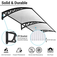 Yescom 80"x40" Door Window Awning Whole One-piece Polycarbonate UV30+ Outdoor Rain Snow Protection Patio White Board