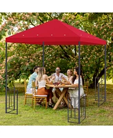 Yescom 10'x10' Gazebo Top Replacement for beach cabanas for 1 Tier Outdoor Canopy Cover Patio Garden Yard Red Y0041002