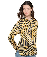 Karl Lagerfeld Paris Women's Oversized Printed Button-Down Top
