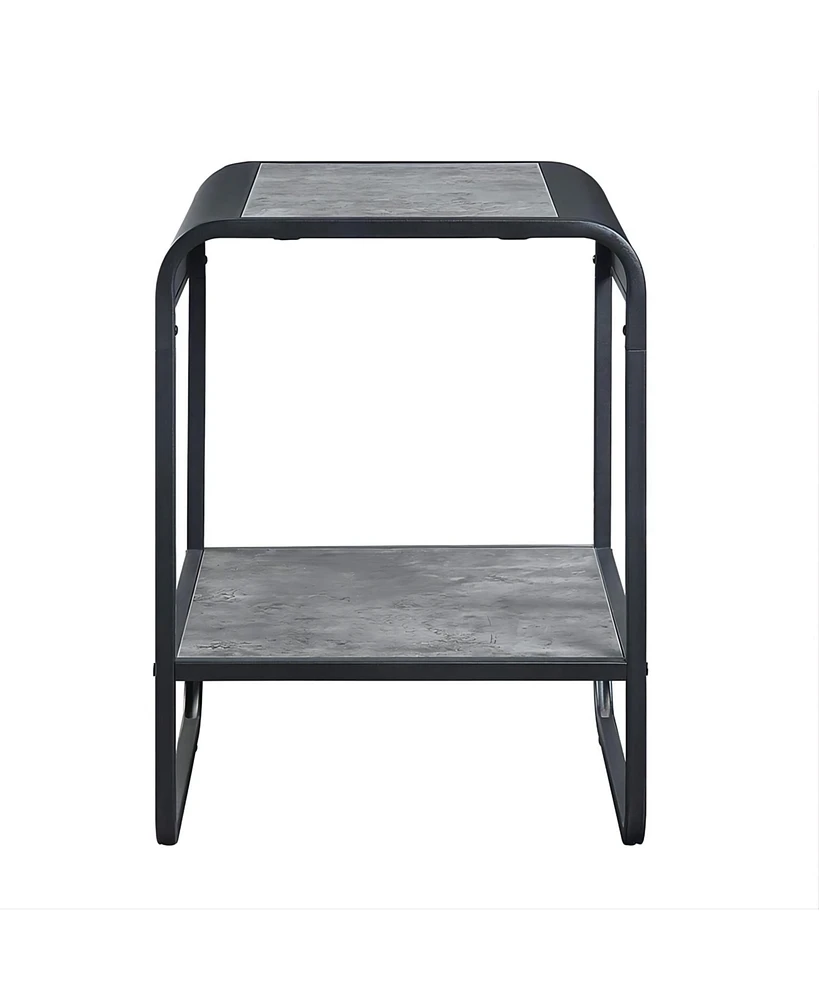 Simplie Fun Raziela End Table, Concrete Gray & Black Finish