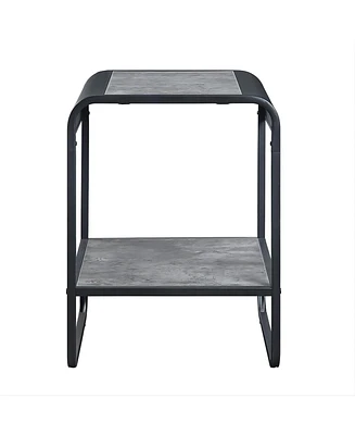 Simplie Fun Raziela End Table, Concrete Gray & Black Finish