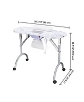 Byootique Portable Folding Manicure Nail Table Station Salon Desk Vented Beauty Spa