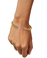 Amethyst (1-1/5 ct. t.w.) & White Topaz (3/8 Cuff Bangle Bracelet 14k Gold-Plated Sterling Silver (Also Sky Blue Citrine)