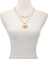 Guess Gold-Tone Crystal & Flower Layered Pendant Necklace, 18" + 2" extender