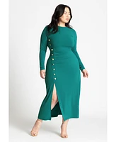 Eloquii Plus Button Detail Midi Dress