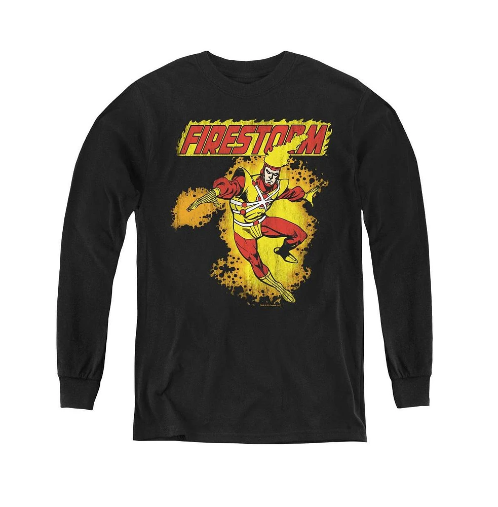 Dc Comics Boys Youth Firestorm Long Sleeve Sweatshirts