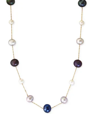 Effy Multi-Color Cultured Freshwater Pearl Station Necklace in 14k Gold (6mm)