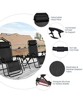 Inolait 3 Pieces Folding Portable Zero Gravity Reclining Lounge Chairs Table Set
