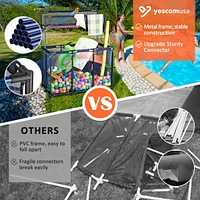 Yescom Metal Frame 10 Wheels Rolling Mesh Pool Storage Bin Xx-Large Double Decker with Noodle Holder Pool Float Storage Organizer