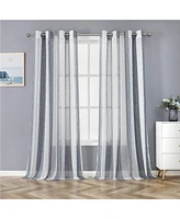 Caromio Yarn-Dyed Vertical Stripe Grommet Voile Sheer Window Curtain Panels, 52" x 54"