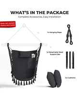 Sugift Hanging Rope Swing Chair with Soft Pillow and Cushions