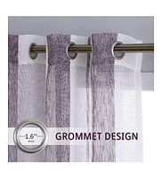 Caromio Yarn-Dyed Vertical Stripe Grommet Sheer Window Curtain Panels Set, 52" x 54"