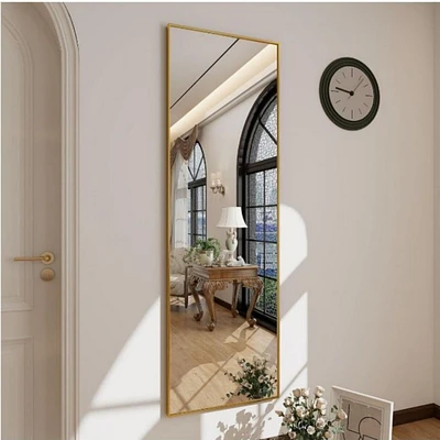 Homlux Rectangular Wall Mounted Mirror 14"x48" in Gold