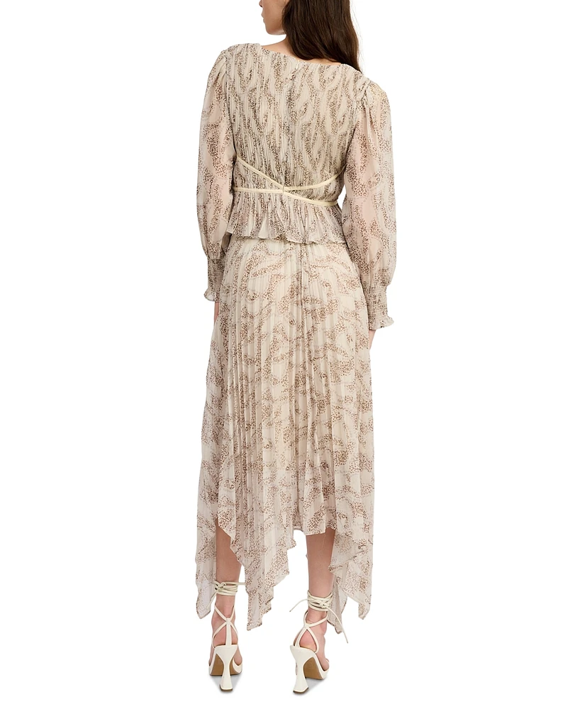 En Saison Women's Ever Pleated Chiffon Midi Skirt