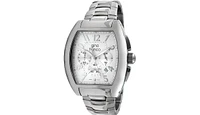 Gino Franco Men's Silver Dial Barrel Shaped Watch with Stainless Steel Bracelet and Chronograph