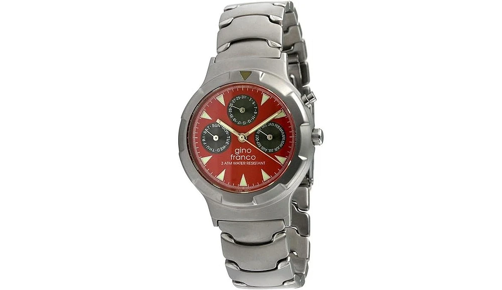 Gino Franco Men's Dial Round Stainless Steel Multi-Function Bracelet Watch