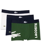 Lacoste Men's 3pk. Regular-Fit Big Croc Logo Trunk Underwear