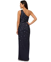 Adrianna Papell Women's Floral-Beaded One-Shoulder Gown