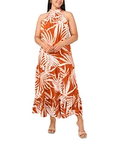 Msk Plus High-Neck Sleeveless Tiered Maxi Dress