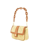 Tommy Bahama Raffia Flap Bag with Double Leather Strap