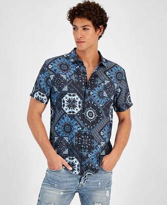 Guess Men's Printed Short-Sleeve Shirt