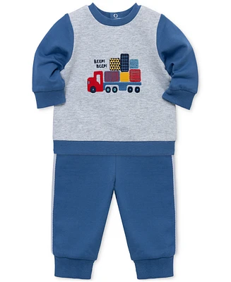 Little Me Baby Boys Cotton Truck Sweatshirt & Pants Set