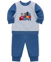 Little Me Baby Boys Cotton Truck Sweatshirt & Pants Set