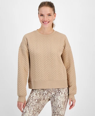 Id Ideology Women's Relaxed Quilted Crewneck Pullover, Created for Macy's