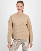Id Ideology Women's Relaxed Quilted Crewneck Pullover, Created for Macy's