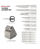 KitchenAid Gourmet 15-Pc, Japanese Steel Knife & Sharpener Block Set