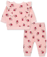 Little Me Baby Girls Ruffled Roses Velour Sweatshirt & Pants Set