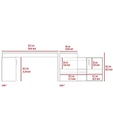 Fm Furniture Antlia L-Shaped Writing Desk, Two Shelves