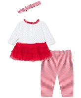 Little Me Baby Girls 1st Holiday Tutu Dress, Striped Leggings & Headband Set