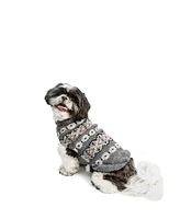 Chilly Dog Xxs Silver Alpaca Fairisle Dog Sweater