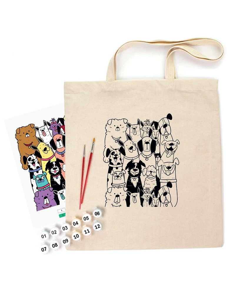 Rosa ROSATalent: Eco-Friendly Cotton Ecobag Coloring Kit – Dogs Design (220 Gsm, 38x42 cm)