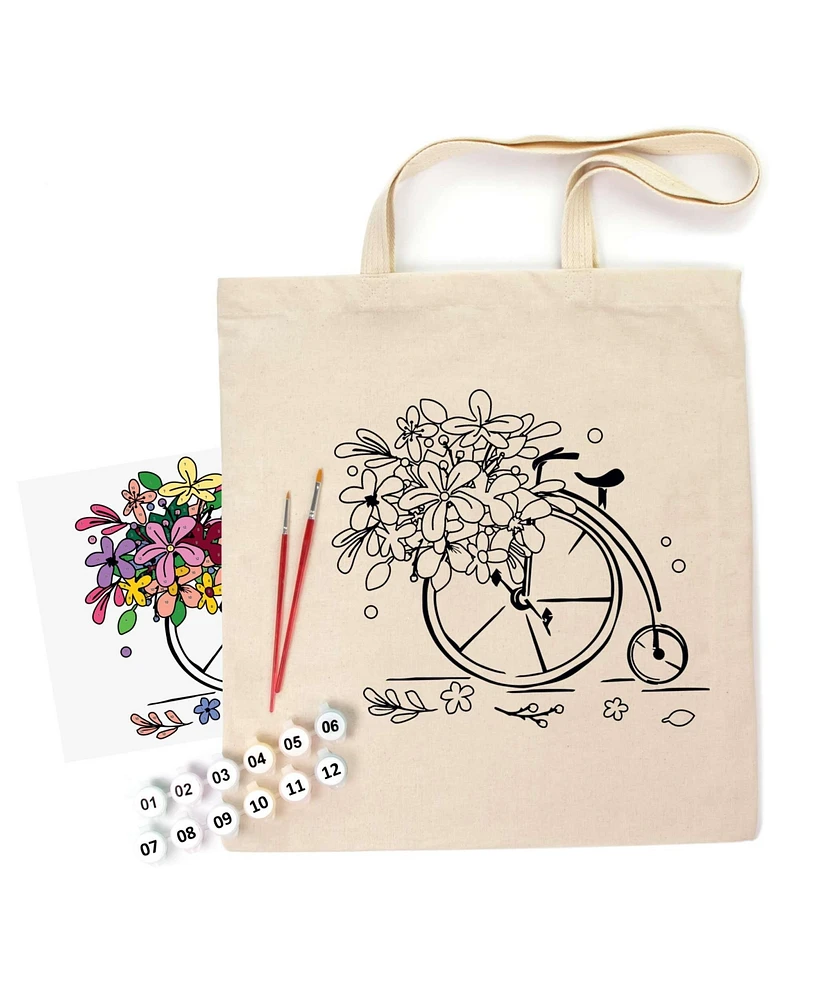 Rosa ROSATalent: Eco-Friendly Cotton Ecobag Coloring Kit – Flower Bicycle Design (220 Gsm, 38x42 cm)