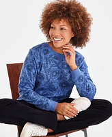 Style & Co Women's Printed Fleece Crewneck Sweatshirt, Created for Macy's