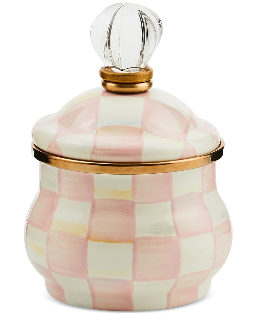 Mackenzie-Childs Rosy Check Lidded Sugar Bowl