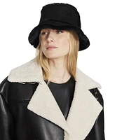 Steve Madden Women's Faux-Shearling Bucket Hat