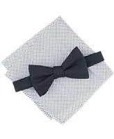 Alfani Men's Solid Bow Tie & Textured Pocket Square Set, Created for Macy's