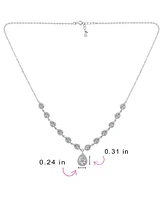 Bling Jewelry Classic Traditional Dainty Delicate Teardrop Halo Aaa Cubic Zirconia Cz V Collar Statement Necklace For Women .925 Sterling Silver