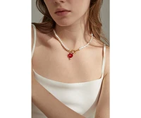 Kokoro Freshwater Pearl Heart Necklace 18" For Women