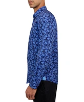 Brooklyn Brigade Men's Non-Iron Performance Stretch Moisture-Wicking Abstract Floral Button-Down Shirt