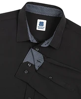 Brooklyn Brigade Men's Dante Non-Iron Performance Stretch Moisture-Wicking Solid Button-Down Shirt