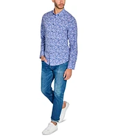 Brooklyn Brigade Men's Non-Iron Performance Stretch Moisture-Wicking Mini-Floral Button-Down Shirt