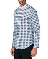 Brooklyn Brigade Men's Jett Moisture-Wicking Abstract Check Button-Down Mandarin Shirt