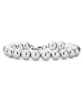 Bling Jewelry Simple Plain Hand Strung Polish Round Light Weight Sterling Silver Bead 10MM Ball Strand Bracelet For Women 8 Inch