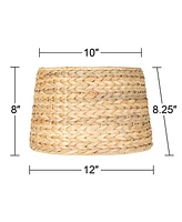 Set of 2 Drum Lamp Shades Woven Sea grass Beige Small 10" Top x 12" Bottom x 8.25" High Spider with Replacement Harp and Finial Fitting